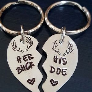 Handstamped Couples Keychains